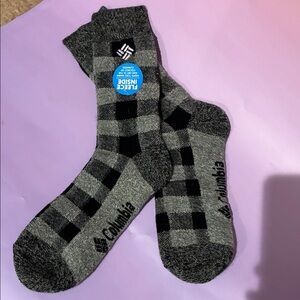 Columbia Men's Checkered Black and Gray Socks